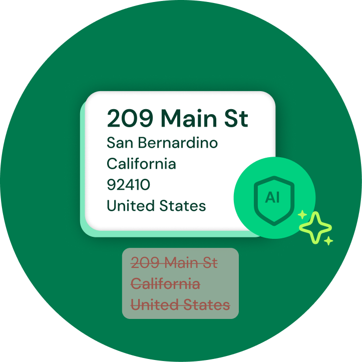 AI-verified address card