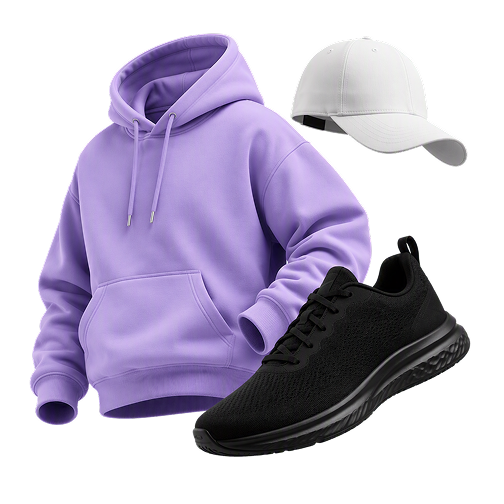 Hoodie, cap and sneaker bundle