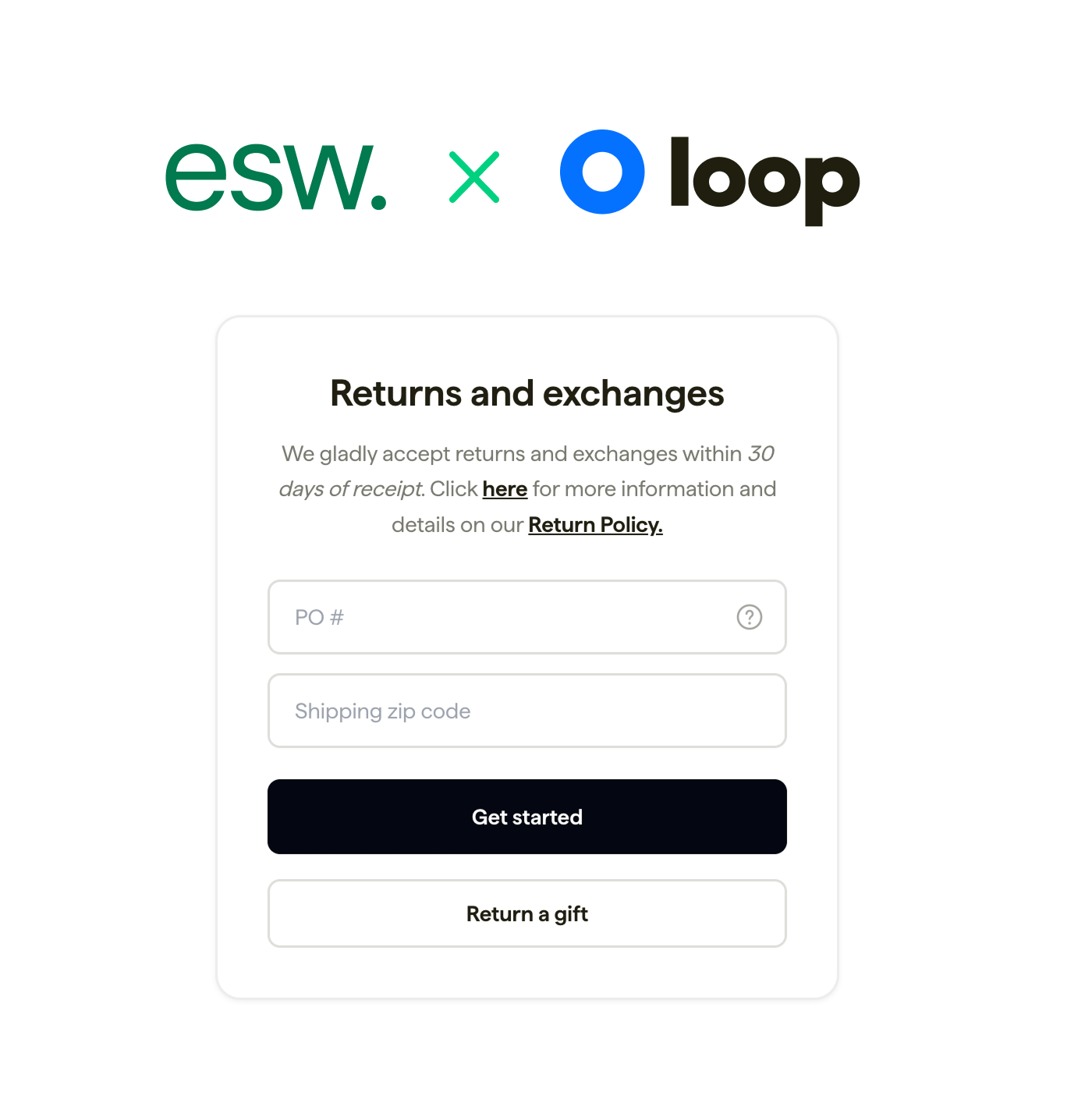 esw. x loop returns and exchanges form