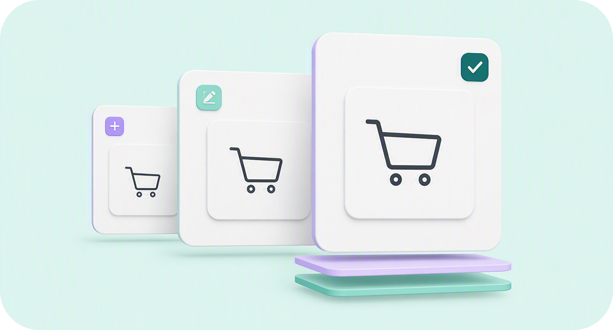 Layered checkout cards
